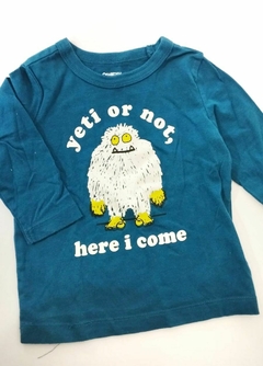 Remera ml azul de monstruo oshkosh 6-9m(249)