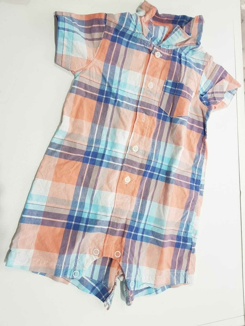 Enterito corto camisa rojo y azul Carters 12m(251) - comprar online