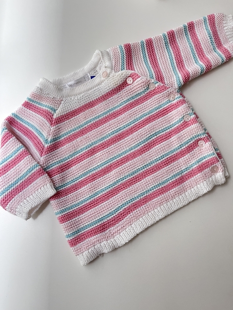 Sweter de hilo tipo saco líneas rosas Cheeky t6m (169)