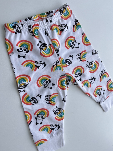 CALZA BLANCA PANDA Y ARCOIRIS T3-6M GRISINO (108)