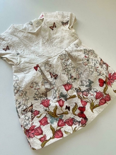 Vestido blanco flores y mariposas mc zara 9m(54)