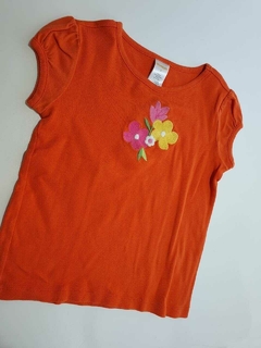 Remera mc naranja flor bordada Gymboree 5a(152)