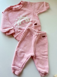 Conjunto rosa algodon con frisa adorable pandy rn (276)