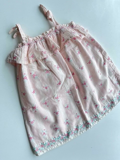 Vestido rosa floreada mc con cubrepañal Gap 12m(83)