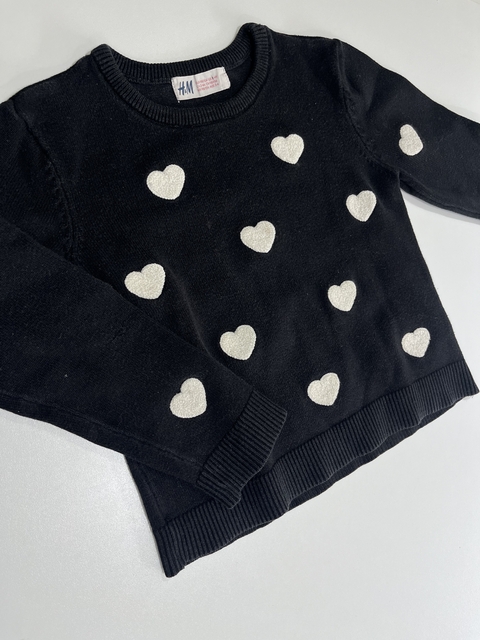 Sweter negro de corazones HyM 2a(354) - comprar online