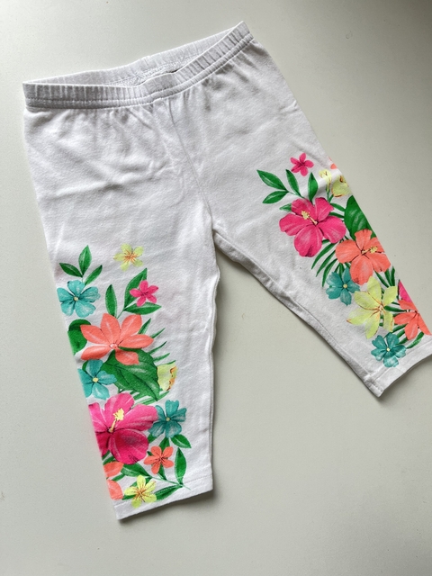 Calza blanca biker con flores fluor carters 24m(305)