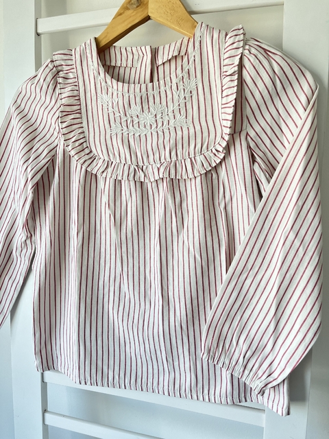 Camisa ml blanca lineas rojas Crayon t8a(173)