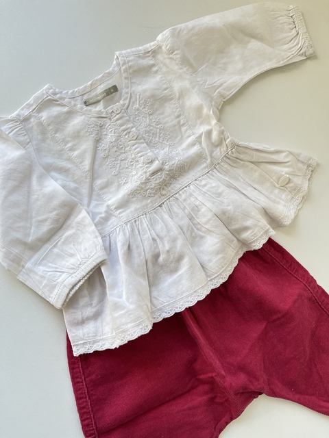 Camisa blanca ml bordada Mimo t6m(284)