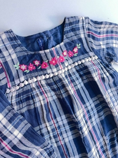 Vestido ml a cuadros azul florcitas Mimo T18m (124) - comprar online