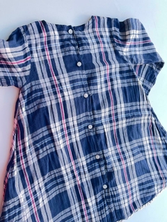 Vestido ml a cuadros azul florcitas Mimo T18m (124) en internet