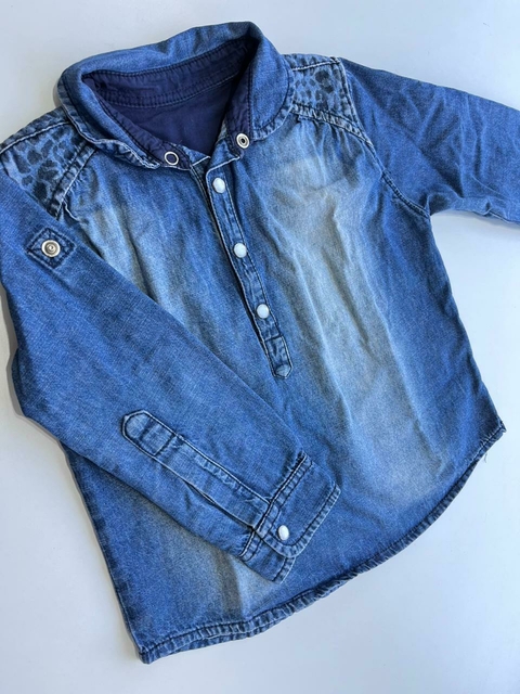 Camisa de jean azul animal print Crayon 4a(137)