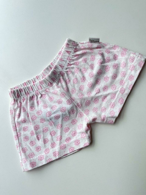 Short blanco flores rosas t3-6m(169)