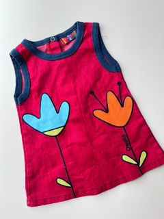 Vestido rojo flores Owoko t3m(159)