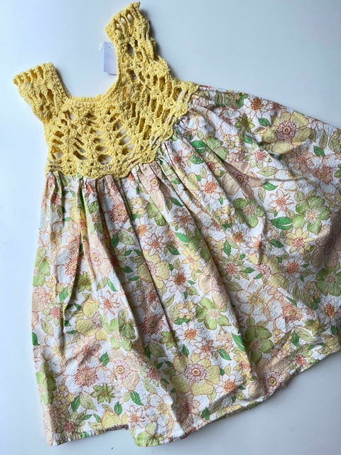 Vestido tejido amarillo flores t2a (164)