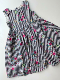 Vestido flores y lineas azules t2a(164)
