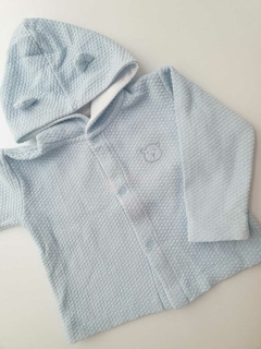 Campera celeste capucha panal Crayon 9m (49)