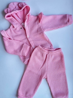 Conjunto rosa wafle t6m(129)