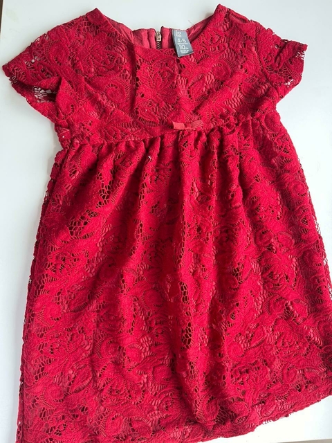 Vestido bordo encaje Zara t4-5a (152)