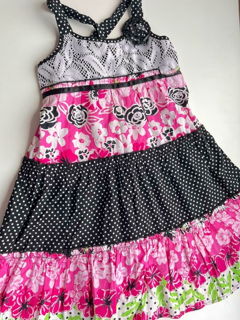 Vestido negro flores y lunares Punky t6a(152)