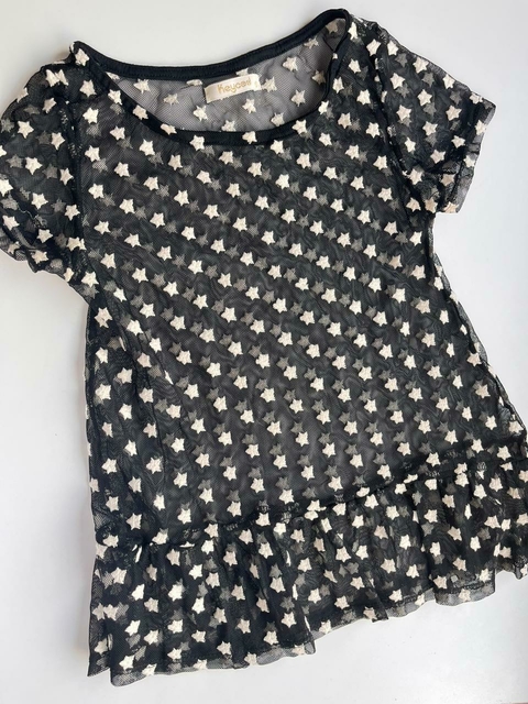 Remera transparente negra con estrellas Key cod t4-6a(152)