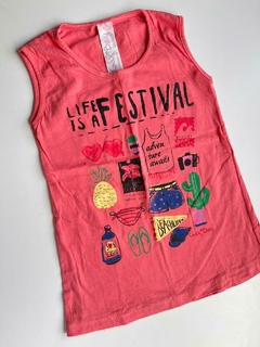 Musculosa rosa Life is a festival Gax bay t8a(152)