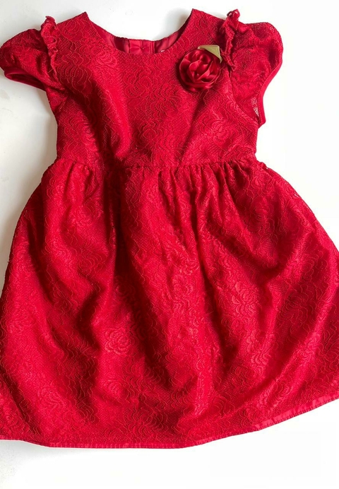 Vestido rojo mc de encaje con aplique fluor Wonder Nation t5a (201)