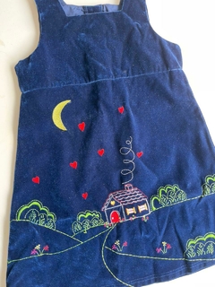 Vestido azul bordado casita T6a(201)