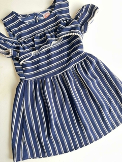 Vestido azul lineas blancas Wonder Nation t4-5a (201)