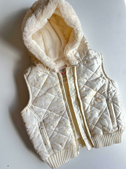 Chaleco blanco lunares dorados Old navy t12-18m (201)