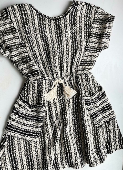 Vestido tejido blanco y negro Zara t7a(16)