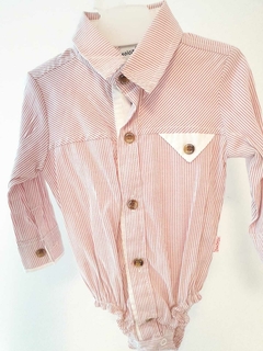 Body camisa rayas rojas ml solcitos 3m (163)