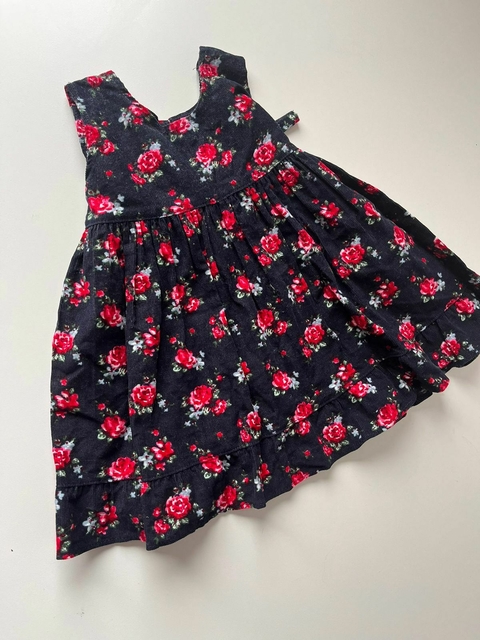 Vestido de corderoy negro de rosas Angelea 1a (04)
