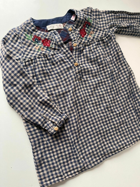 Camisa forrada azul floreada zara 3-4a(04)