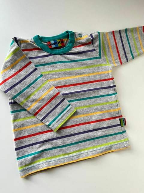 Remera ml gris lineas colores Owoko t9m (43)