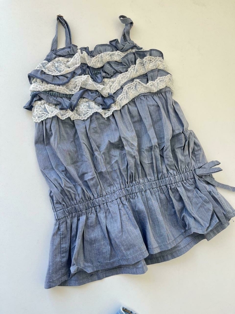 Musculosa simil jean con encaje Crayon t4a (285)
