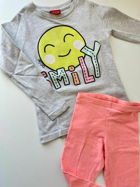 REmera ml gris Smily grisino t4.5a (303)