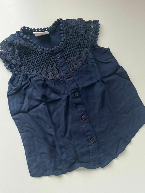 Camisa azul mc broderi Baby Club t12m (305)