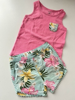 Conjunto Musc y pantalon flores celeste Carters 18m (305)2da seleccion