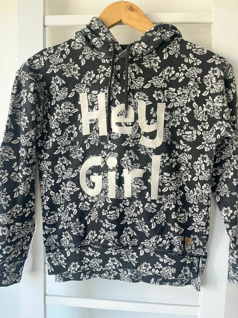 Buzo negro flores Hey girl Elv t14a (309)