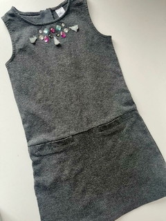 Vestido sin mangas gris con piedras Carters t6a (310)