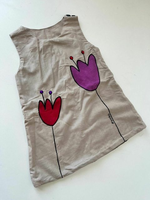 Vestido gris flor Owoko t6m (311)