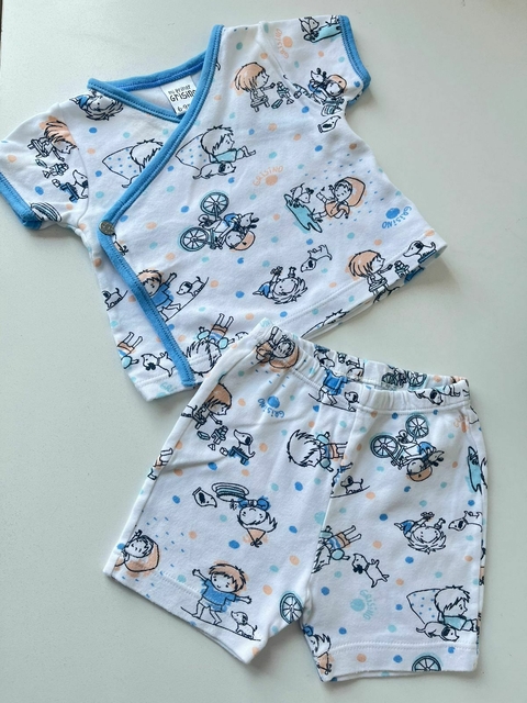 conj de remera cruzada y short perritos Grisino t6m(48.2)