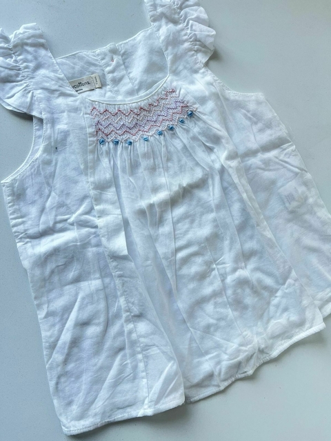 Blusa blanca bordada Sin manga Baby cottons t6a (308)