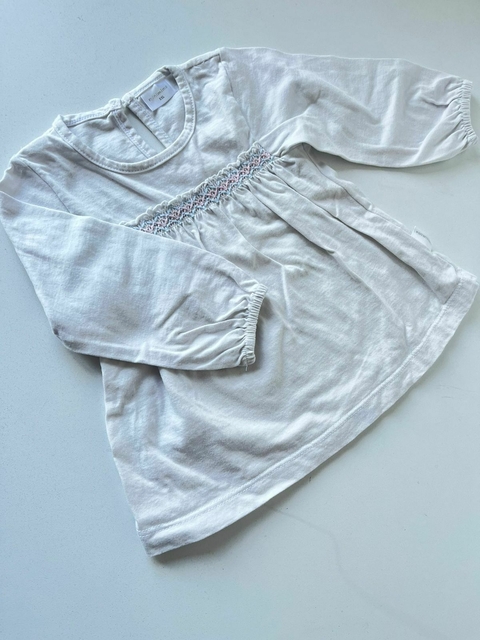 Remera blanca ml bordada Mimo 18m (179)