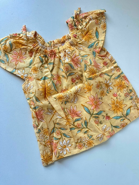 Remera naranja flores manga moño Carters 12m (179)