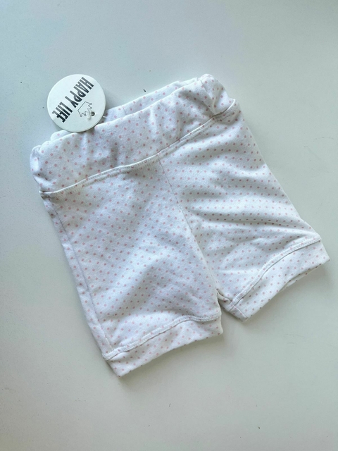Short blanco algodon lunares rosas happy life 9m(NUEVO) (01)