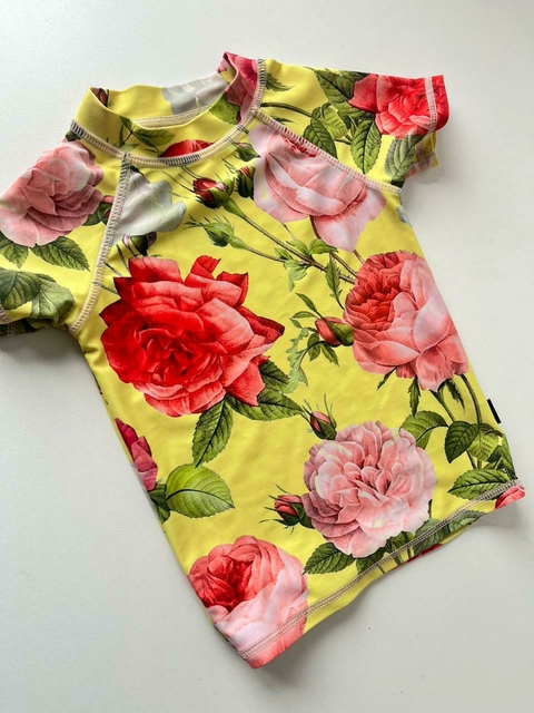 Remera para el agua amarilla flores 12m Akiabara(113)