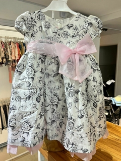 Vestido fiesta blanco rosas moño rosa t18m Jesica ann (256)