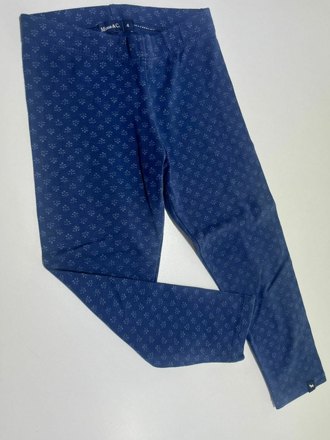 Calza azul hojas celestes Mimo t4a(336)