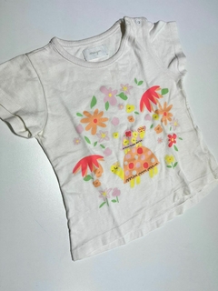 Remera blanca Crayon tortuga y flores t18m (18)
